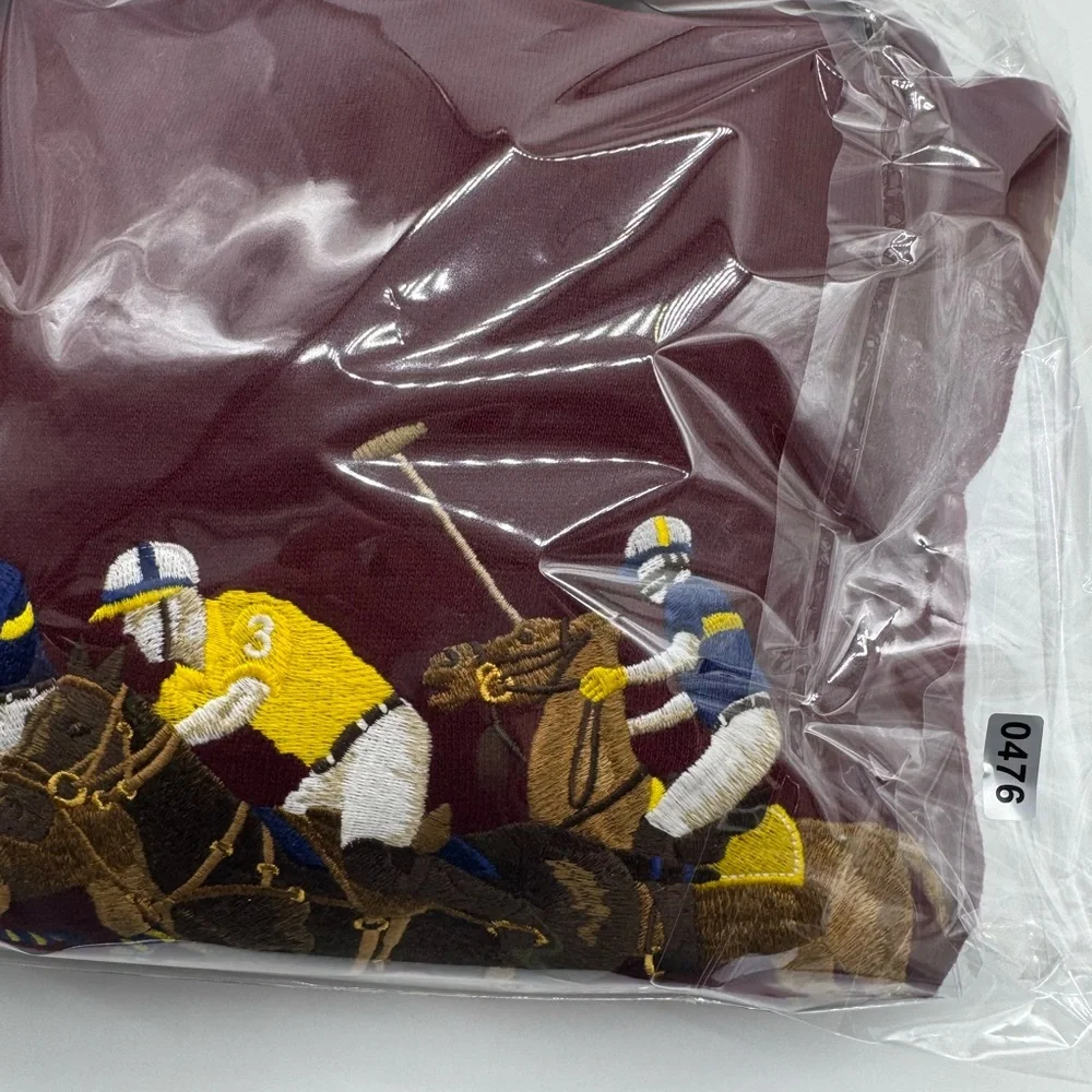 Polo‎ Ralph Lauren Maroon Hoodie with Embroidered 3 Pony Graphic, Size XL
